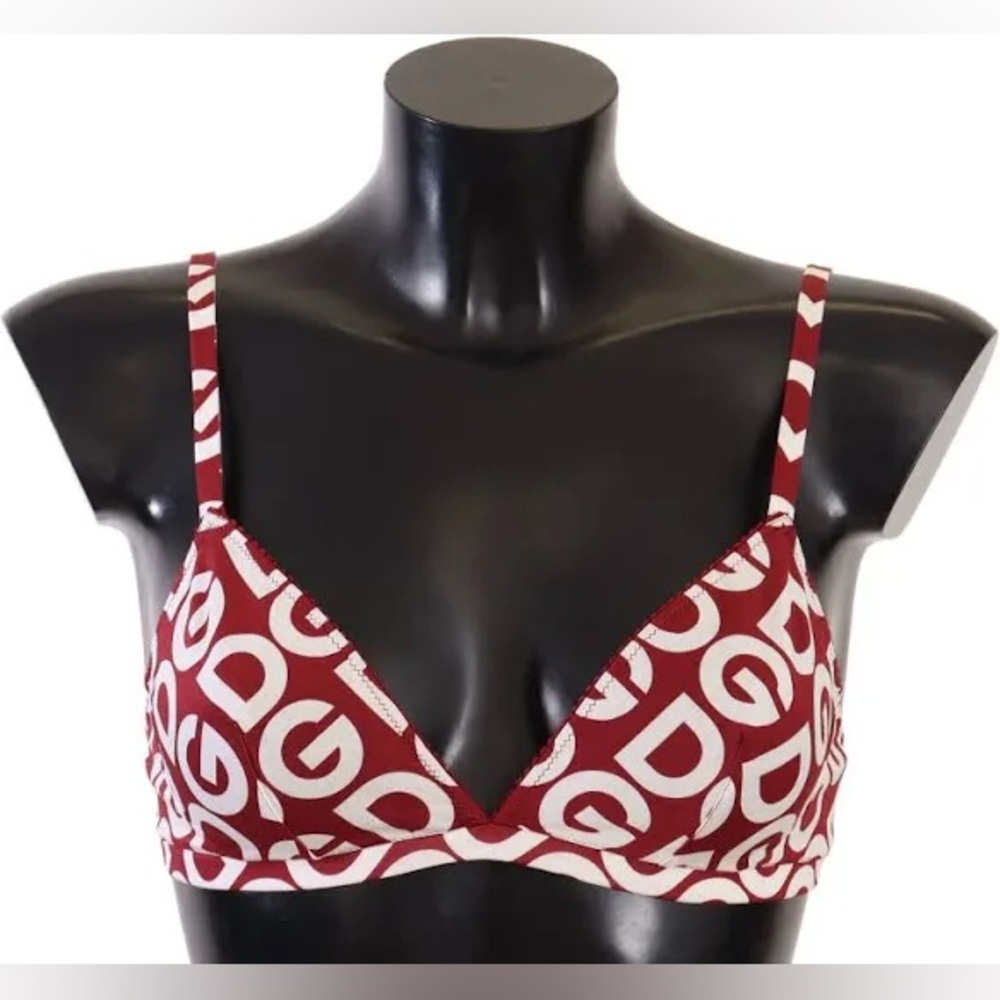 Dolce & Gabbana Burgundy and White Patterned Bra